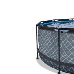 Exit Toys Exit - Piscina Stone efecto piedra gris diámetro 360 x 122 cm con filtro de arena, cúpula transparente y bomba de calor* Piscinas|Juguetes De Verano