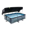 Exit Toys Exit - Piscina Stone efecto piedra gris 220 x 150 x 65 cm con filtro y toldo negro