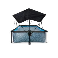 Exit Toys Exit - Piscina Stone efecto piedra gris 220 x 150 x 65 cm con filtro y toldo negro