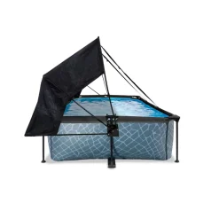 Exit Toys Exit - Piscina Stone efecto piedra gris 220 x 150 x 65 cm con filtro y toldo negro