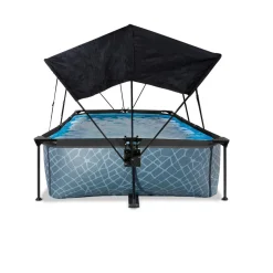 Exit Toys Exit - Piscina Stone efecto piedra gris 300 x 200 x 65 cm con filtro y toldo negro