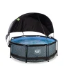 Exit Toys Exit - Piscina Stone efecto piedra gris diámetro 244 x 76 cm con filtro y toldo negro
