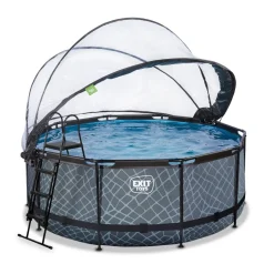 Exit Toys Exit - Piscina Stone efecto piedra gris diámetro 360 x 122 cm con filtro de arena y cúpula transparente* Piscinas|Juguetes De Verano