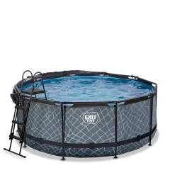 Exit Toys Exit - Piscina Stone efecto piedra gris diámetro 360 x 122 cm con filtro de arena y cúpula transparente* Piscinas|Juguetes De Verano