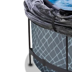 Exit Toys Exit - Piscina Stone efecto piedra gris diámetro 360 x 122 cm con filtro de arena y cúpula transparente* Piscinas|Juguetes De Verano