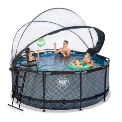 Exit Toys Exit - Piscina Stone efecto piedra gris diámetro 360 x 122 cm con filtro de arena y cúpula transparente* Piscinas|Juguetes De Verano