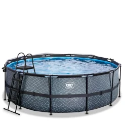 Exit Toys Exit - Piscina Stone gris diámetro 427 x 122 cm con filtro de arena, cúpula y bomba de calor* Piscinas|Juguetes De Verano