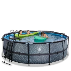 Exit Toys Exit - Piscina Stone gris diámetro 427 x 122 cm con filtro de arena, cúpula y bomba de calor* Piscinas|Juguetes De Verano