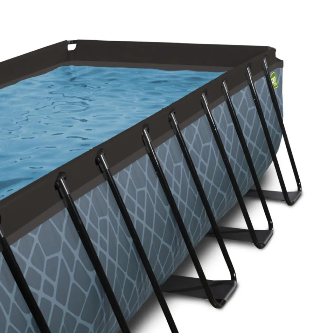Exit Toys Exit - Piscina Stone gris 540 x 250 x 122 cm con filtro de arena, cúpula y bomba de calor