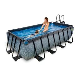 Exit Toys Exit - Piscina Stone gris 400 x 200 x 100 cm con filtro de arena