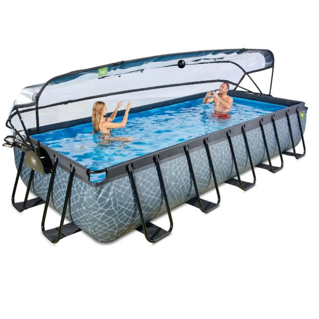 Exit Toys Exit - Piscina Stone gris 540 x 250 x 100 cm con filtro de arena y cúpula* Piscinas|Juguetes De Verano