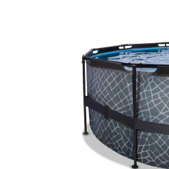 Exit Toys Exit - Piscina Stone gris diámetro 450 x 122 cm con filtro de arena, cúpula y bomba de calor
