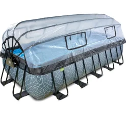 Exit Toys Exit - Piscina Stone gris 540 x 250 x 122 cm con filtro de arena y cúpula
