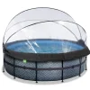 Exit Toys Exit - Piscina Stone gris diámetro 427 x 122 cm con filtro de arena y cúpula