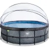 Exit Toys Exit - Piscina Stone gris diámetro 450 x 122 cm con filtro de arena y cúpula