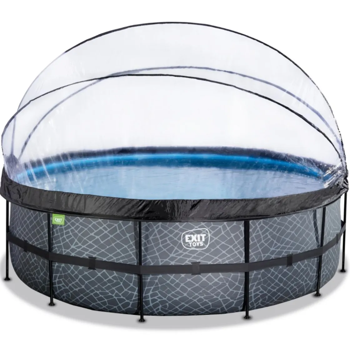 Exit Toys Exit - Piscina Stone gris diámetro 450 x 122 cm con filtro de arena y cúpula