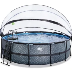 Exit Toys Exit - Piscina Stone gris diámetro 450 x 122 cm con filtro de arena y cúpula