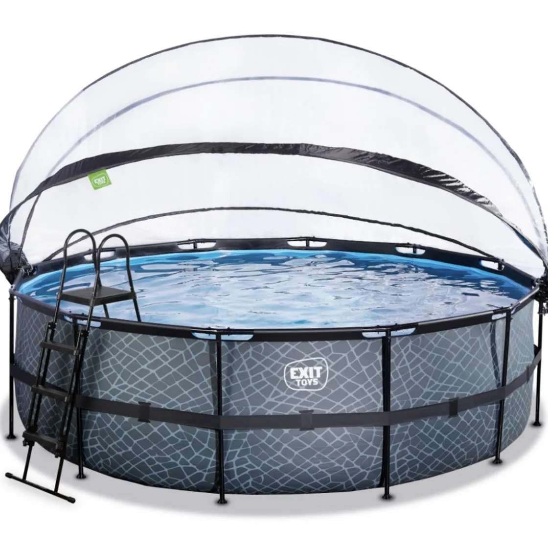 Exit Toys Exit - Piscina Stone gris diámetro 450 x 122 cm con filtro de arena y cúpula