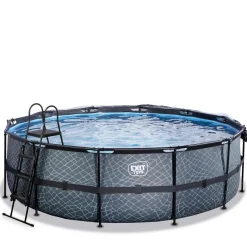Exit Toys Exit - Piscina Stone gris diámetro 450 x 122 cm con filtro de arena y cúpula