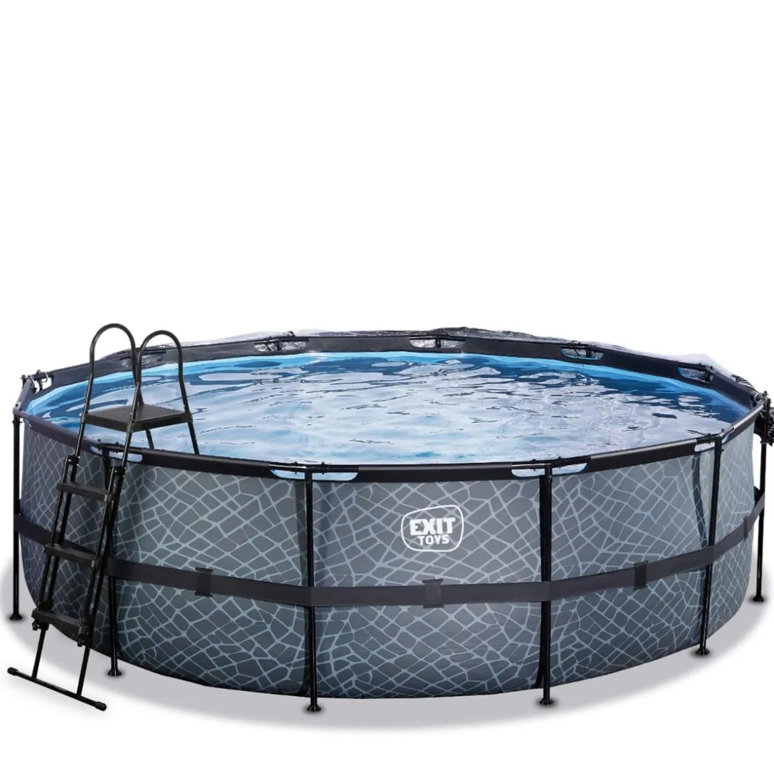 Exit Toys Exit - Piscina Stone gris diámetro 450 x 122 cm con filtro de arena y cúpula