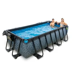 Exit Toys Exit - Piscina Stone gris 400 x 200 x 100 cm con filtro de arena y cúpula