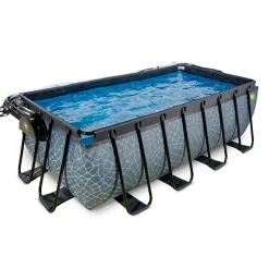 Exit Toys Exit - Piscina Stone gris 400 x 200 x 122 cm con filtro de arena y cúpula* Piscinas|Juguetes De Verano