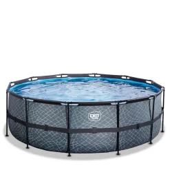 Exit Toys Exit - Piscina Stone gris diámetro 427 x 122 cm con filtro de arena