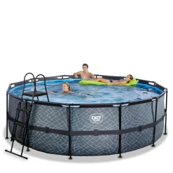 Exit Toys Exit - Piscina Stone gris diámetro 427 x 122 cm con filtro de arena