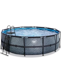 Exit Toys Exit - Piscina Stone gris diámetro 450 x 122 cm con filtro de cartucho