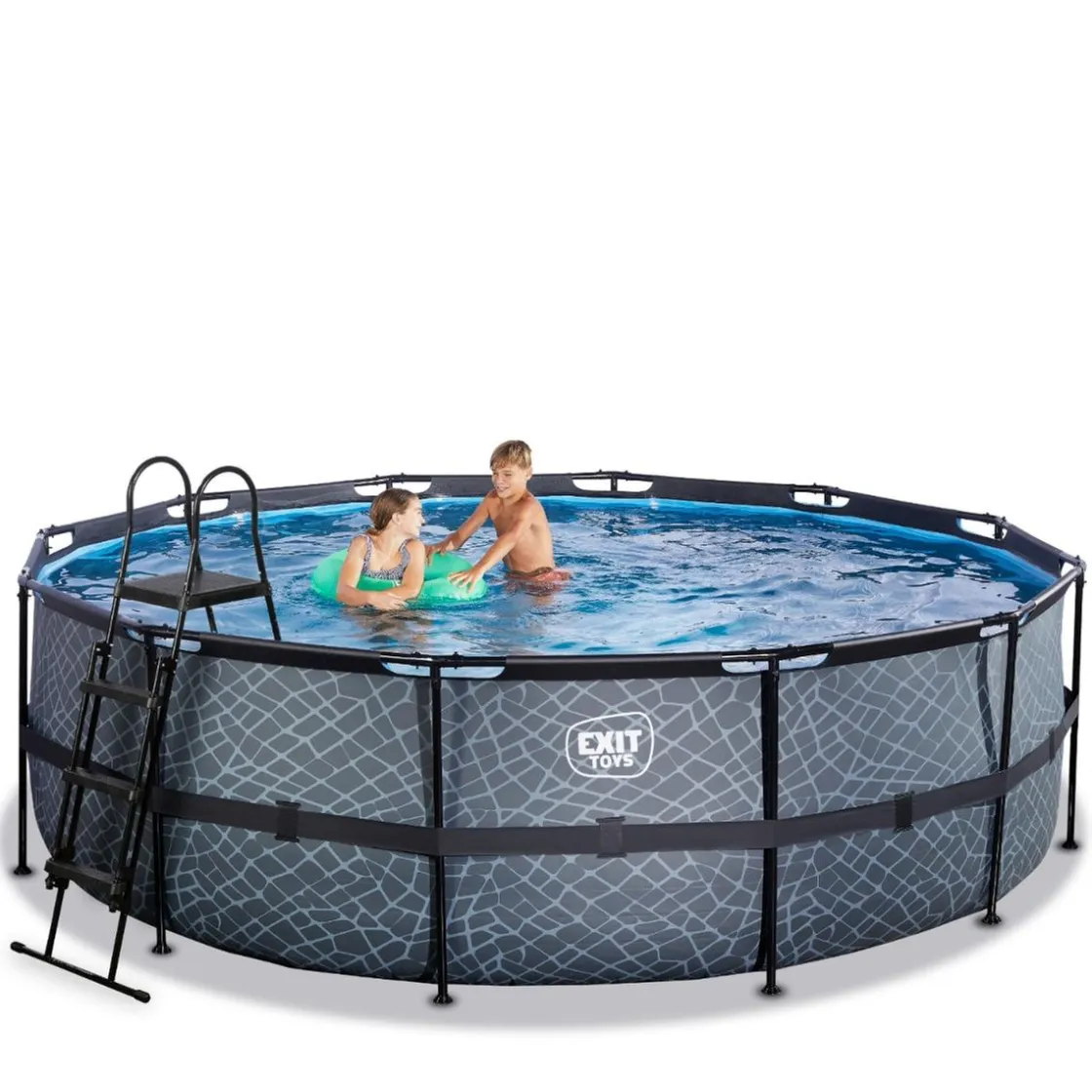 Exit Toys Exit - Piscina Stone gris diámetro 450 x 122 cm con filtro de cartucho