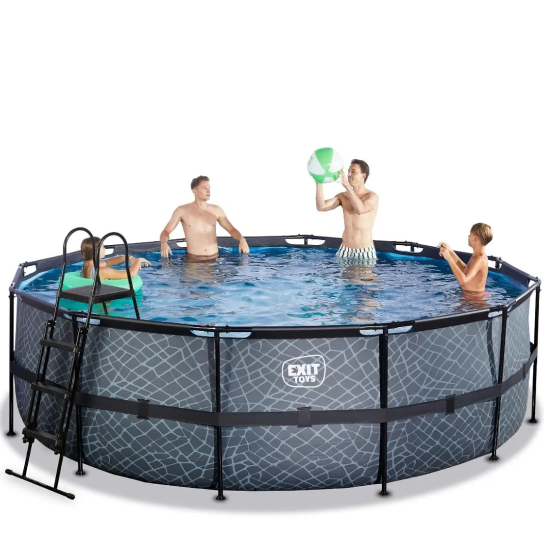 Exit Toys Exit - Piscina Stone gris diámetro 450 x 122 cm con filtro de cartucho