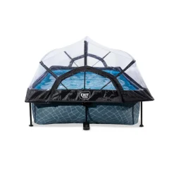 Exit Toys EXIT - Piscina Stone rectangular gris con cúpula y bomba de filtro 300 x 200 x 65 cm