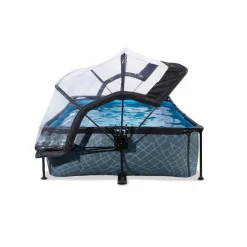 Exit Toys EXIT - Piscina Stone rectangular gris con cúpula y bomba de filtro 300 x 200 x 65 cm