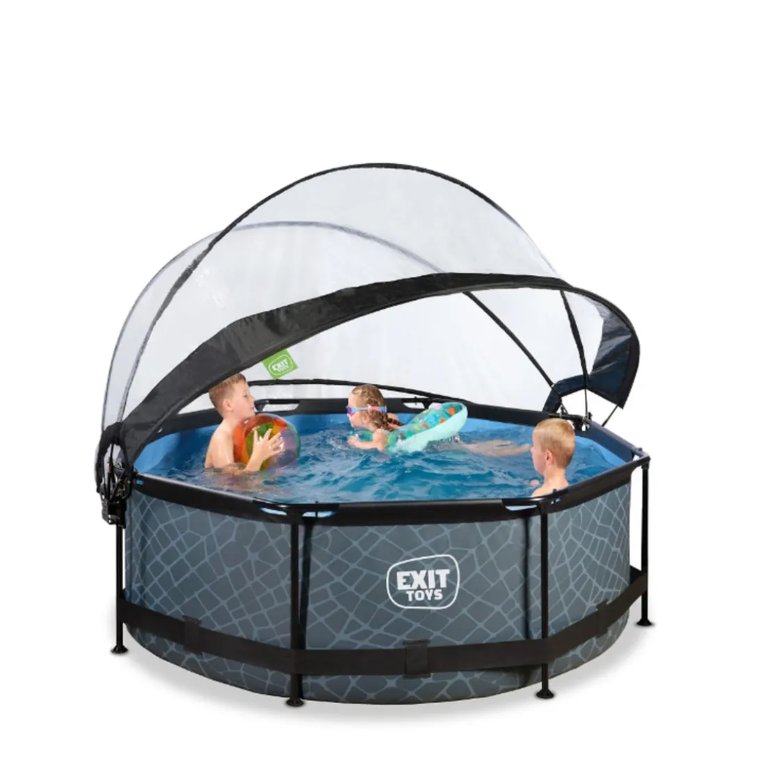 Exit Toys EXIT - Piscina Stone redonda 244 cm con cúpula y bomba de filtro