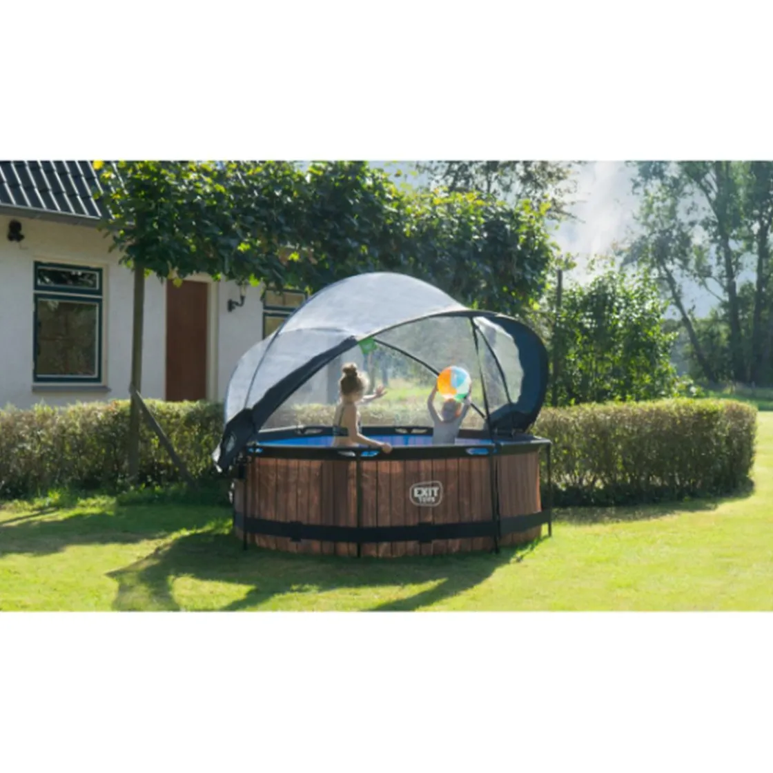 Exit Toys EXIT - Piscina Stone redonda 244 cm con cúpula y bomba de filtro