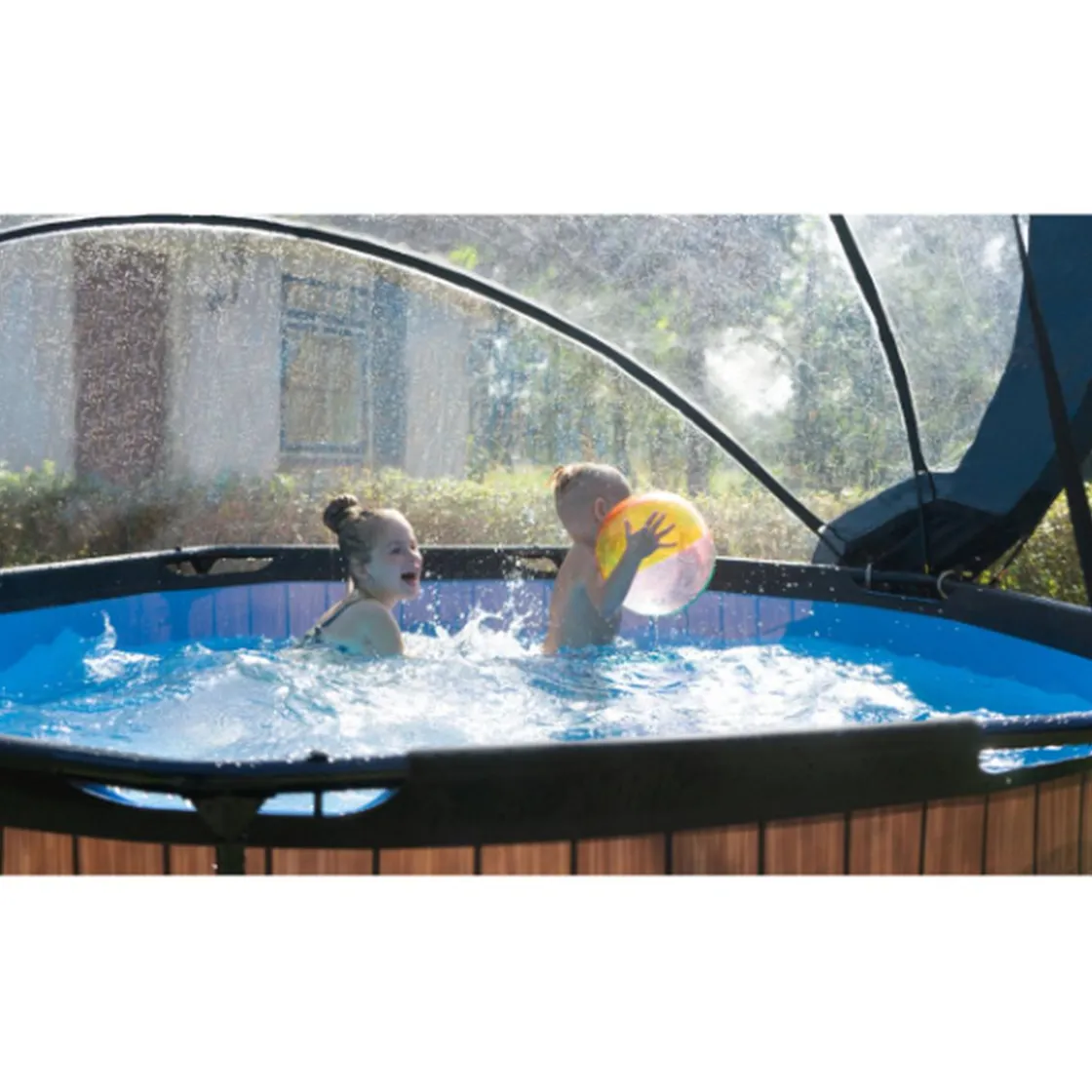 Exit Toys EXIT - Piscina Stone redonda 244 cm con cúpula y bomba de filtro