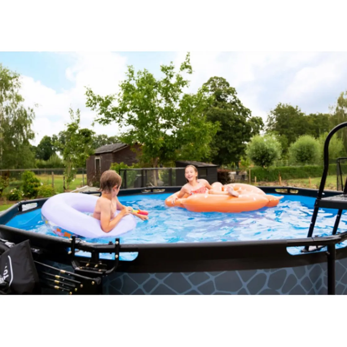 Exit Toys EXIT - Piscina Stone redonda 360 cm con escalera y bomba de filtro* Juguetes De Verano|Piscinas