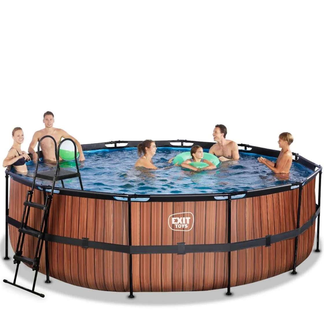 Exit Toys Exit - Piscina Wood efecto madera diámetro 450 x 122 cm con filtro de cartucho* Piscinas|Juguetes De Verano