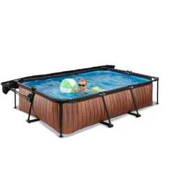 Exit Toys Exit - Piscina Wood efecto madera 300 x 200 x 65 cm con filtro y toldo negro* Piscinas|Juguetes De Verano
