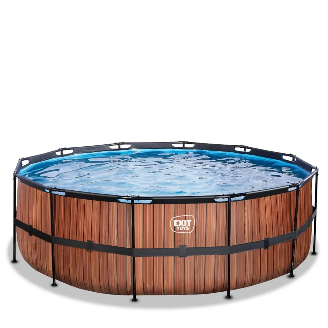 Exit Toys Exit - Piscina Wood efecto madera diámetro 427 x 122 cm con filtro de cartucho