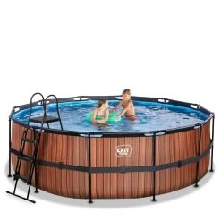 Exit Toys Exit - Piscina Wood efecto madera diámetro 427 x 122 cm con filtro de cartucho