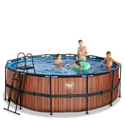 Exit Toys Exit - Piscina Wood efecto madera diámetro 427 x 122 cm con filtro de cartucho