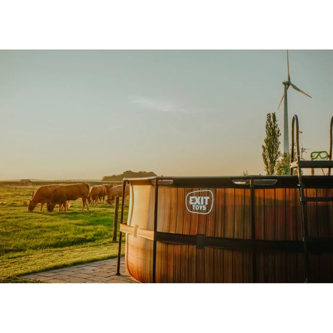 Exit Toys Exit - Piscina Wood efecto madera diámetro 427 x 122 cm con filtro de cartucho