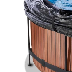Exit Toys Exit - Piscina Wood efecto madera marrón diámetro 360 x 122 cm con filtro de arena y cúpula transparente* Piscinas|Juguetes De Verano