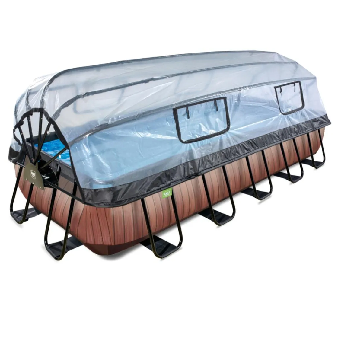 Exit Toys Exit - Piscina Wood efecto madera 540 x 250 x 100 cm con filtro de arena, cúpula y bomba de calor* Piscinas|Juguetes De Verano