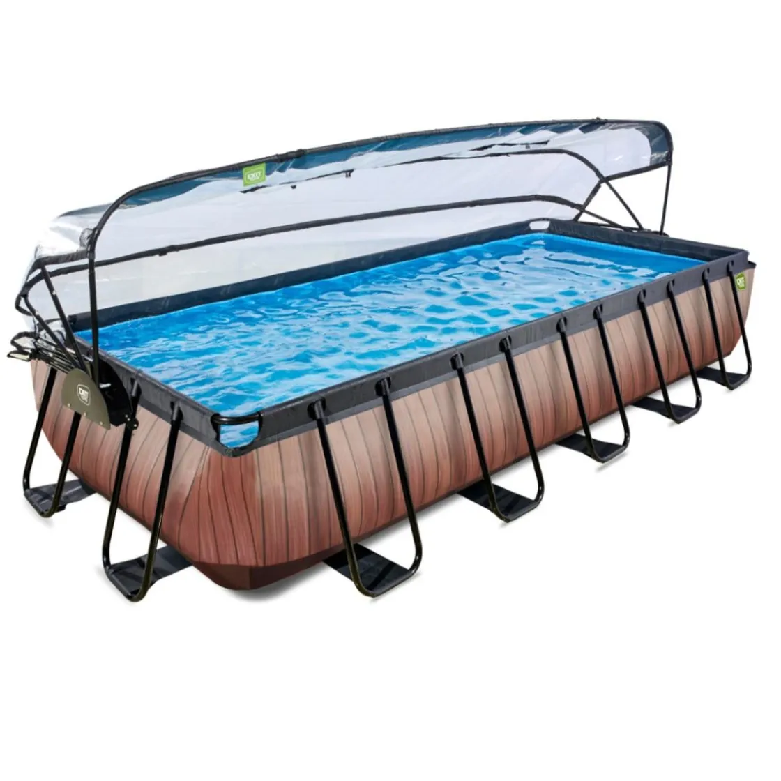 Exit Toys Exit - Piscina Wood efecto madera 540 x 250 x 100 cm con filtro de arena, cúpula y bomba de calor* Piscinas|Juguetes De Verano