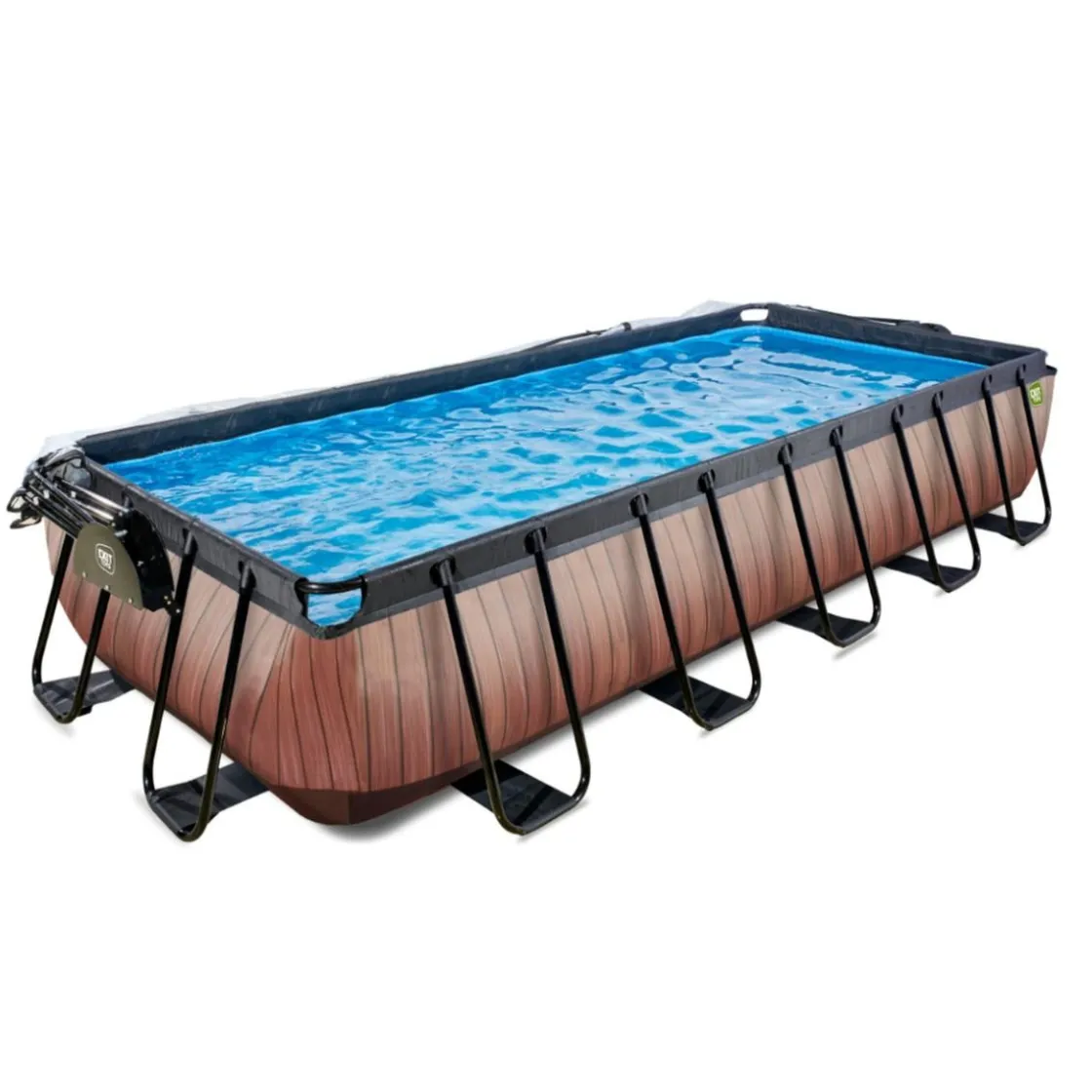 Exit Toys Exit - Piscina Wood efecto madera 540 x 250 x 100 cm con filtro de arena, cúpula y bomba de calor* Piscinas|Juguetes De Verano