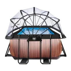 Exit Toys Exit - Piscina Wood efecto madera 540 x 250 x 100 cm con filtro de arena, cúpula y bomba de calor* Piscinas|Juguetes De Verano