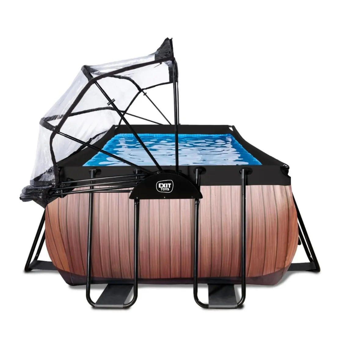 Exit Toys Exit - Piscina Wood efecto madera 540 x 250 x 100 cm con filtro de arena, cúpula y bomba de calor* Piscinas|Juguetes De Verano