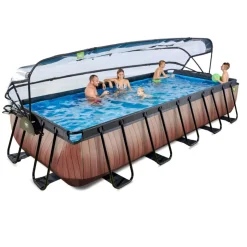 Exit Toys Exit - Piscina Wood efecto madera 540 x 250 x 100 cm con filtro de arena, cúpula y bomba de calor* Piscinas|Juguetes De Verano